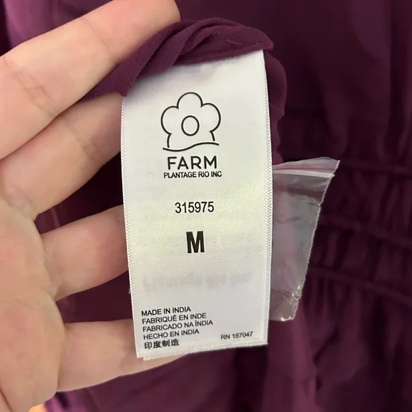 Farm Rio Smocked Burgundy Ruffle Blouse - Picture 6 of 16